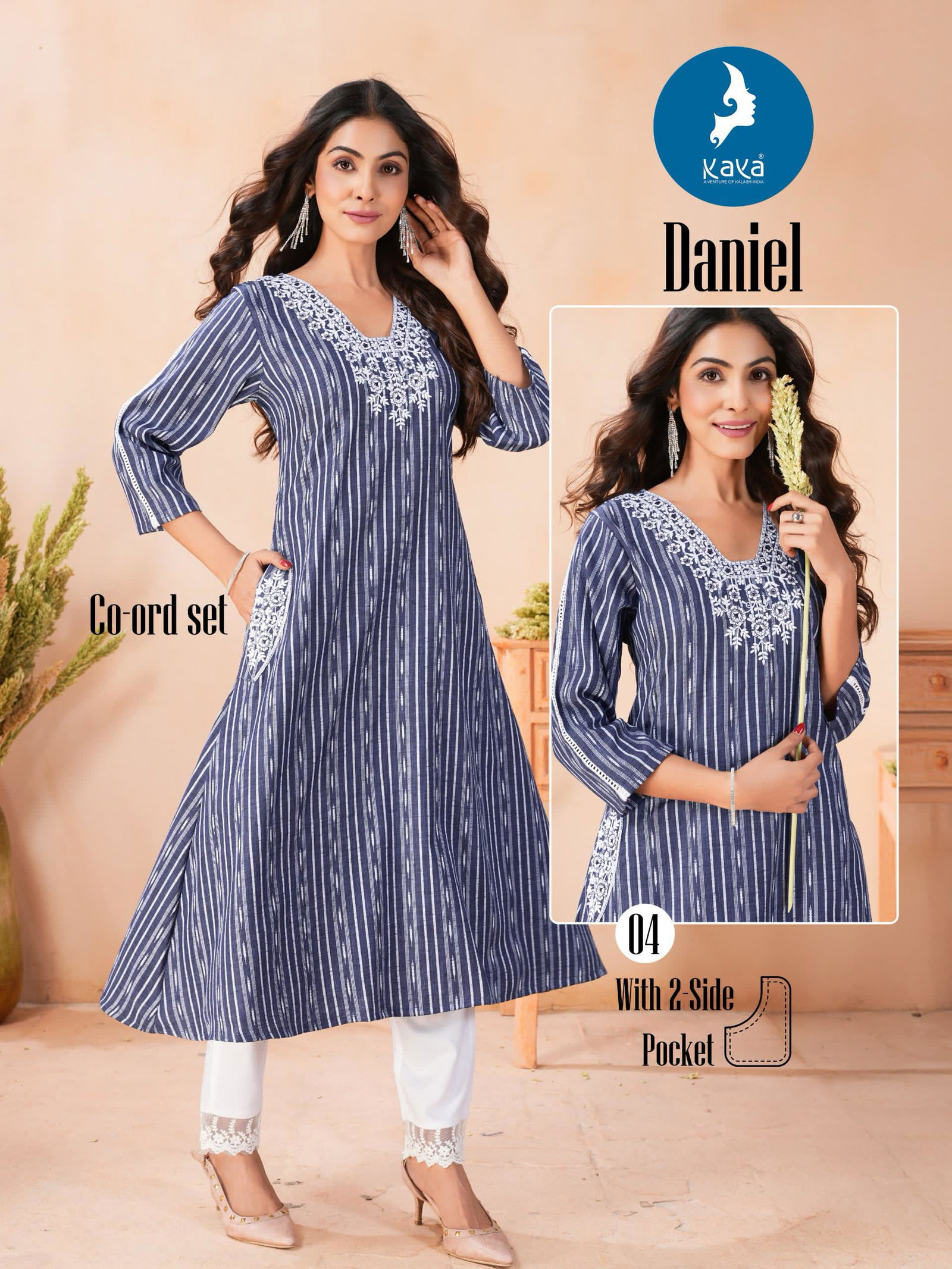 Daniel By Kaya Denim Butta Fancy Kurti With Bottom Exporters In India